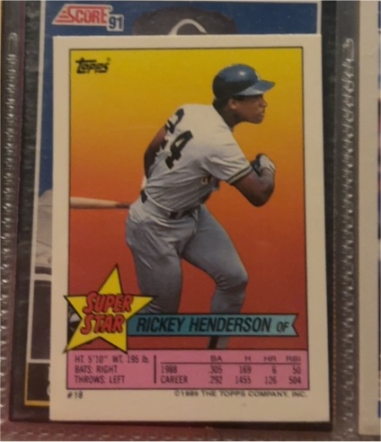 1989 Topps Stickers #18 Rickey Henderson — front