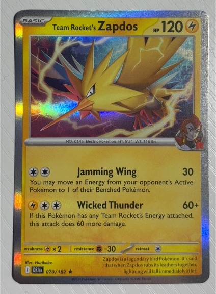 2025 Pokémon SV10: Destined Rivals #070 Team Rocket's Zapdos — front
