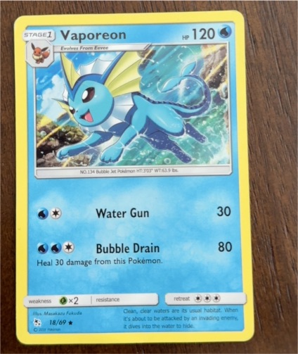 2019 Pokémon Hidden Fates #18 Vaporeon — front