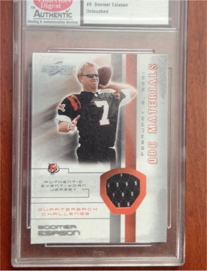 2002 Score QBC Materials #26 Boomer Esiason — front