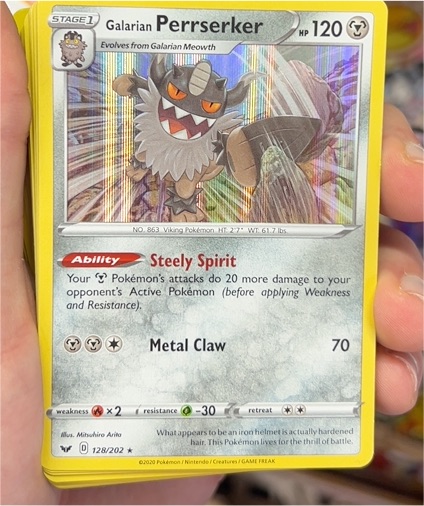 2020 Pokémon Sword & Shield #128 Galarian Perrserker — front