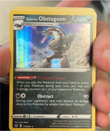 2020 Pokemon Sword & Shield #119 Galarian Obstagoon — front