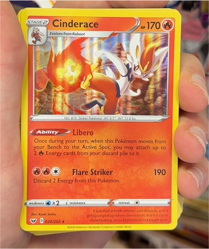 2020 Pokemon Sword & Shield #034 Cinderace — front