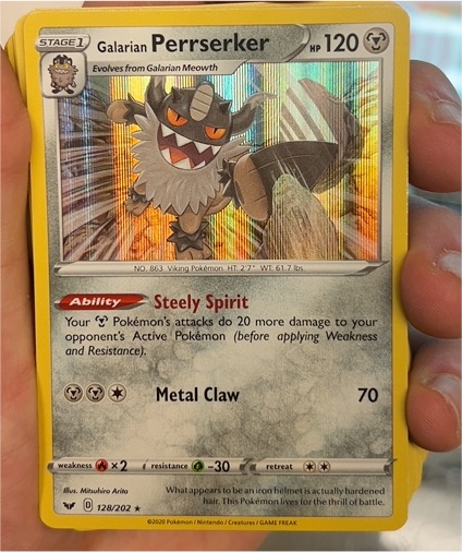 2020 Pokémon TCG Sword & Shield Base Set #128 Galarian Perrserker — front