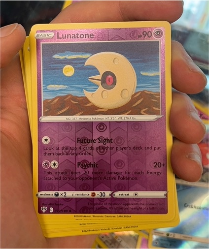 2020 Pokemon Sword & Shield Darkness Ablaze #072 Lunatone — front