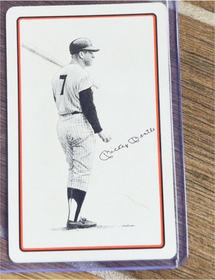 1977 Sports Deck Playing Cards Landsman #7D Mickey Mantle — front