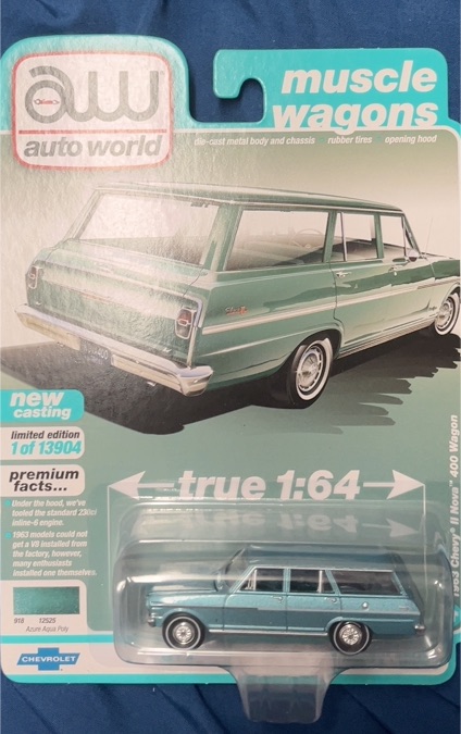 2021 Auto World Muscle Wagons 1963 Chevrolet II Nova 400 Wagon Azure Aqua — front