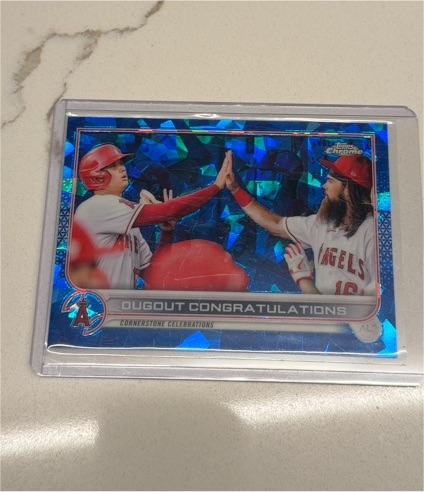 2022 Topps Chrome Sapphire #416 Shohei Ohtani Dugout Congratulations — front