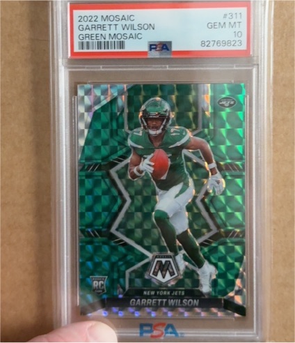 2022 Panini Mosaic #311 Garrett Wilson Green Mosaic Rookie — front