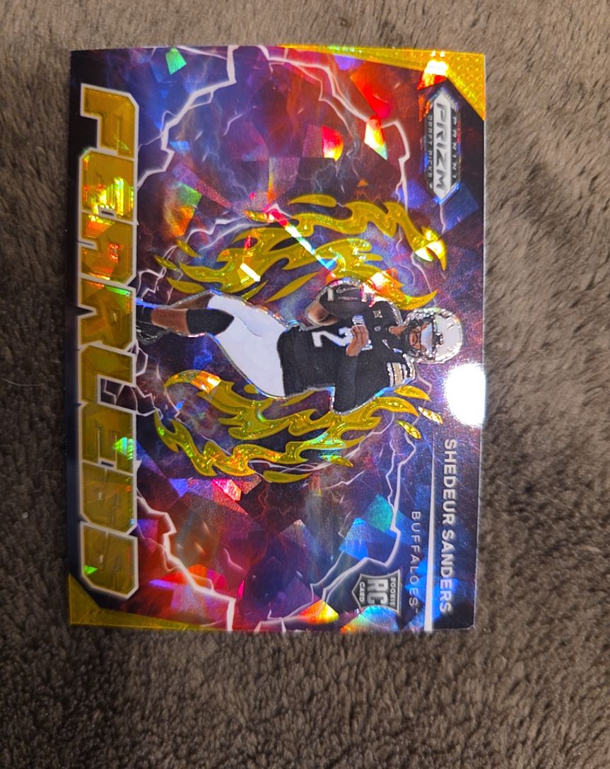 2025 Panini Prizm Draft Picks #F-SSS Shedeur Sanders Fearless Gold Ice — front