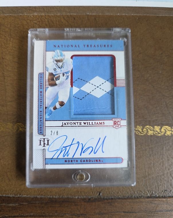 2021 Panini National Treasures Collegiate #CMS-JW Javonte Williams Rookie Patch Auto — front