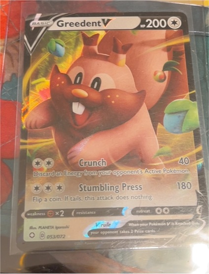 2021 Pokemon Shining Fates #053/072 Greedent V — front