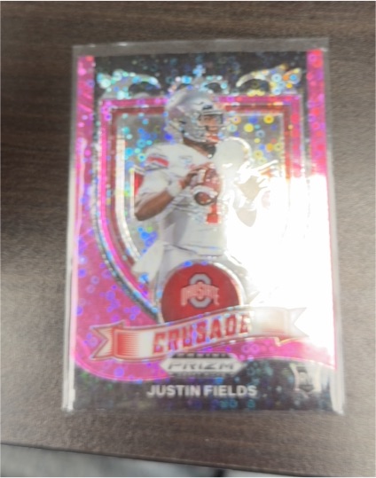 2021 Panini Prizm Draft Picks #163 Justin Fields Crusade Red Cracked Ice Rookie — front