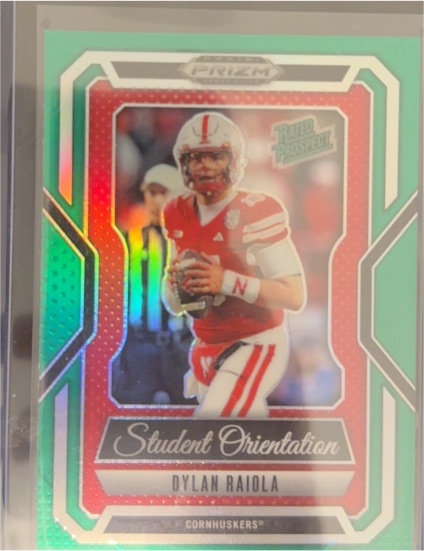 2025 Panini Prizm Draft Picks #3 Dylan Raiola Student Orientation Green Prizm — front