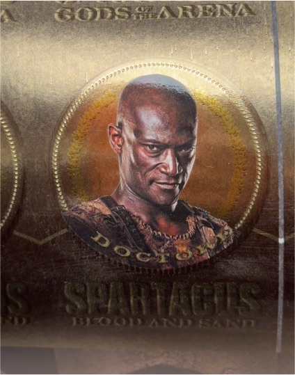 2012 Rittenhouse Spartacus Gods of the Arena Die-Cut Gold Plaque GG5 Doctor — front
