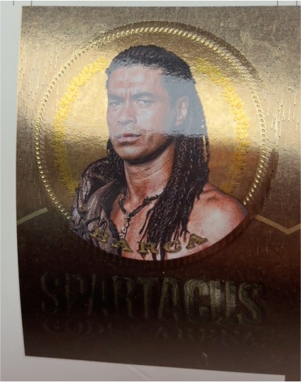 2012 Rittenhouse Spartacus Premium Pack Die-Cut Gold Plaque GG7 Barca — front