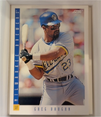 1993 Score #160 Greg Vaughn Milwaukee Brewers — front