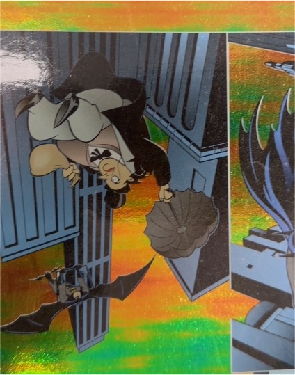 1995 Skybox The Adventures of Batman & Robin R.A.S. Foil #R5 Batman vs Penguin — front