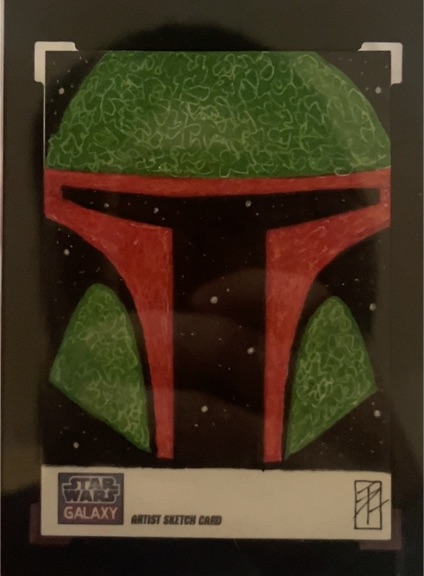2024 Topps Star Wars Galaxy Chrome Boba Fett Artist Sketch Card — front
