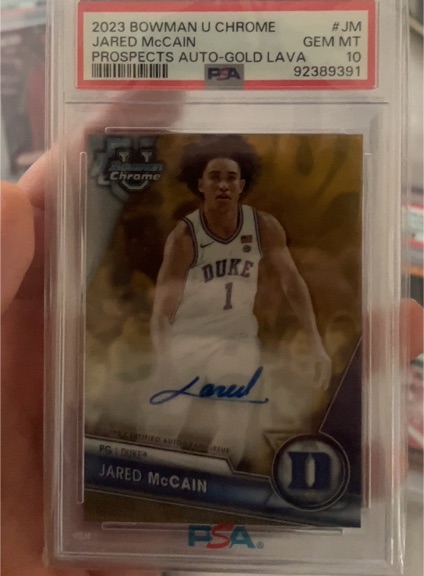 2023 Bowman U Chrome #JM Jared McCain Prospects Auto-Gold Lava — front