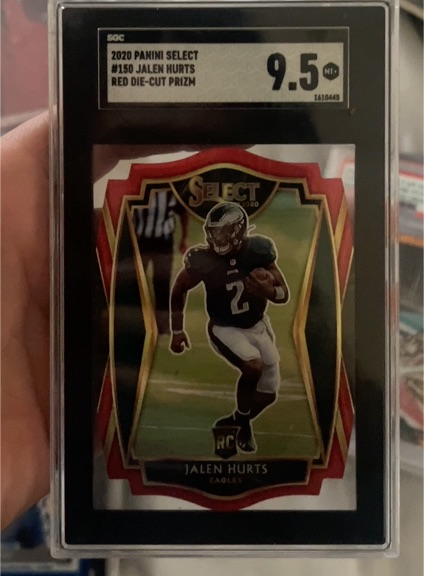 2020 Panini Select #150 Jalen Hurts Red Die-Cut Prizm — front