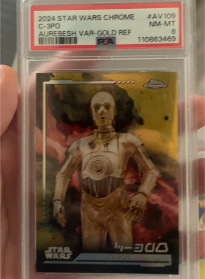 2024 Star Wars Chrome #AV109 C-3PO Aurebesh Var-Gold Refractor — front