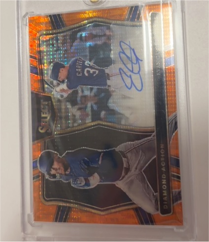 2025 Panini Select #DAS-EC Evan Carter Diamond Action Orange Prizm Auto — front