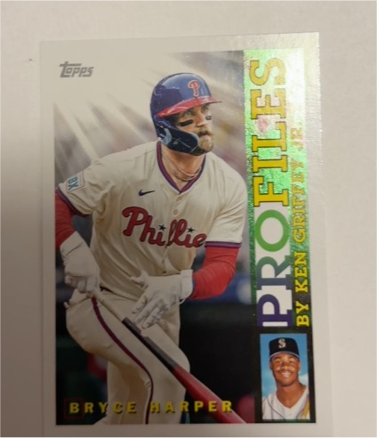 2026 Topps Series 1 #TP-19 Bryce Harper Profiles By Ken Griffey Jr — front
