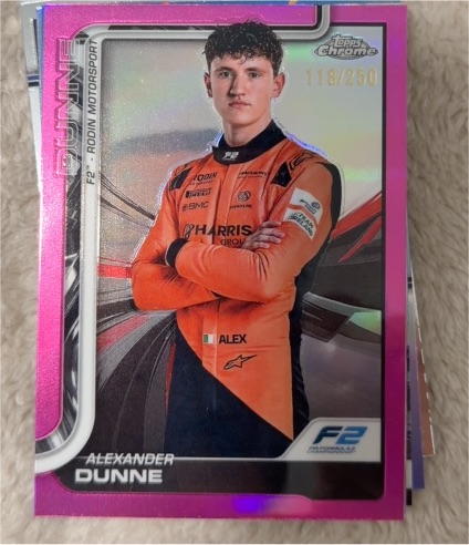 2025 Topps Chrome F1 #35 Alexander Dunne Pink RayWave Refractor — front