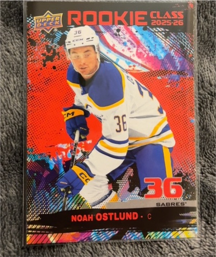 2025-26 Upper Deck Series 1 #RC-15 Noah Ostlund Rookie Class Red — front