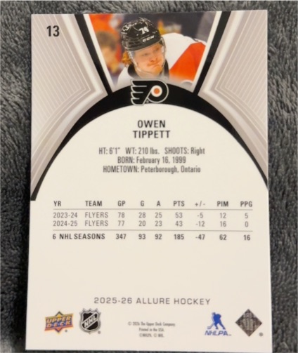 2025-26 Upper Deck Allure #13 Owen Tippett — front