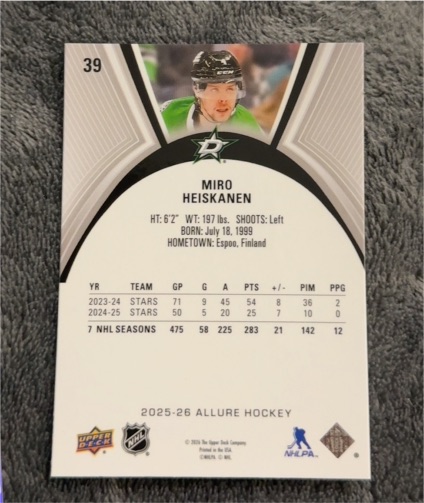 2025-26 Upper Deck MVP #151 Miro Heiskanen Dallas Stars — front