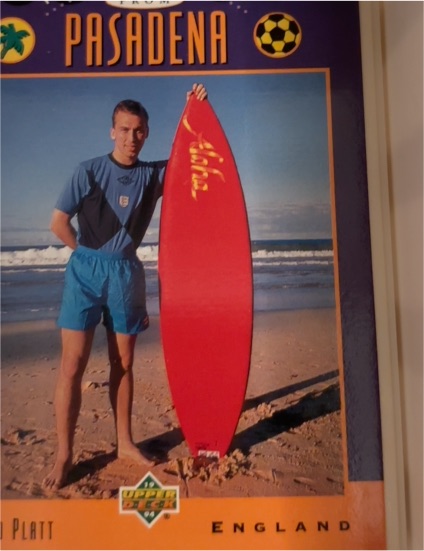 1994 Upper Deck World Cup Contenders #304 David Platt Postcard From Pasadena — front