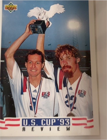 1993 Upper Deck U.S. Cup '93 Review #140 Thomas Dooley and Alexi Lalas — front