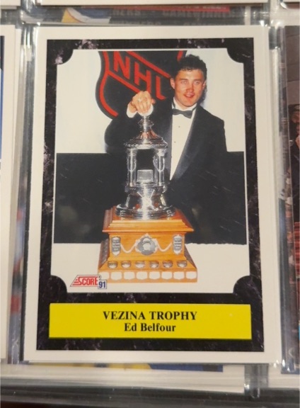 1991-92 Score American #431 Ed Belfour Vezina Trophy — front