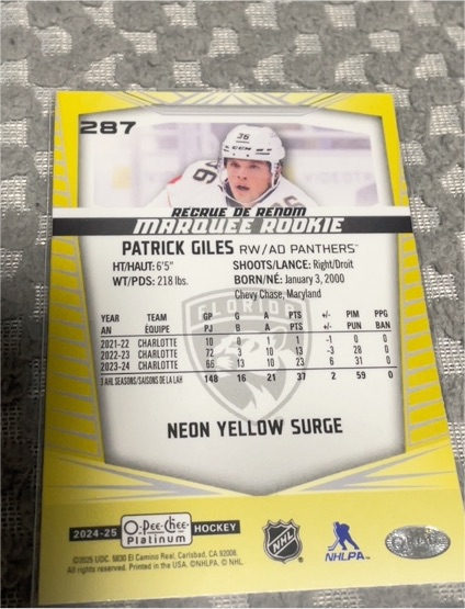2024-25 O-Pee-Chee Platinum #287 Patrick Giles — front