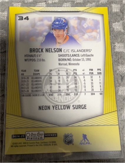 2024-25 O-Pee-Chee Platinum #34 Brock Nelson — front