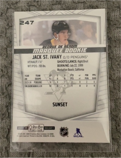 2024-25 O-Pee-Chee Platinum #247 Jack St. Ivany — front
