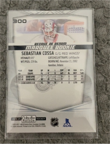 2024-25 O-Pee-Chee Platinum #300 Sebastian Cossa — front