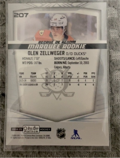2024-25 O-Pee-Chee Platinum #207 Olen Zellweger — front