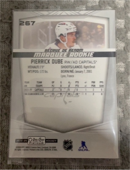2024-25 O-Pee-Chee Platinum #267 Pierrick Dube — front