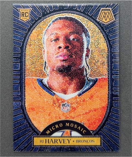 2025 Panini Mosaic #19 RJ Harvey Micro Mosaic Rookie Card — front