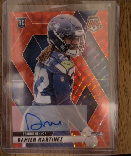 2025 Panini Mosaic #360 Damien Martinez Red Rookie Auto RC — front