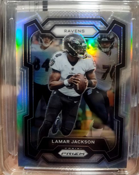 2023 Panini Prizm #18 Lamar Jackson Silver Prizm Baltimore Ravens — front