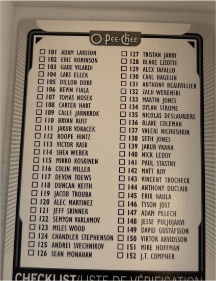 2021-22 O-Pee-Chee #100 Checklist — front