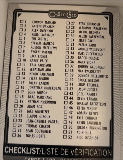 2021-22 O-Pee-Chee #400 Checklist — front