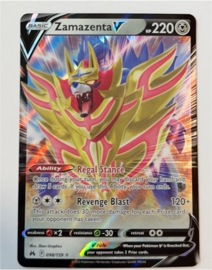 2023 Pokémon Sword & Shield Crown Zenith #098 Zamazenta V — front