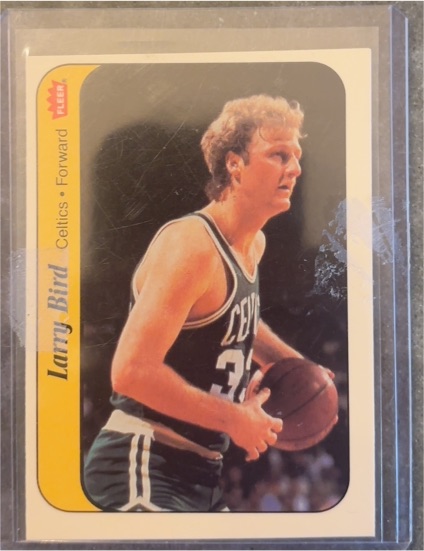 1986 Fleer Sticker #2 Larry Bird — front