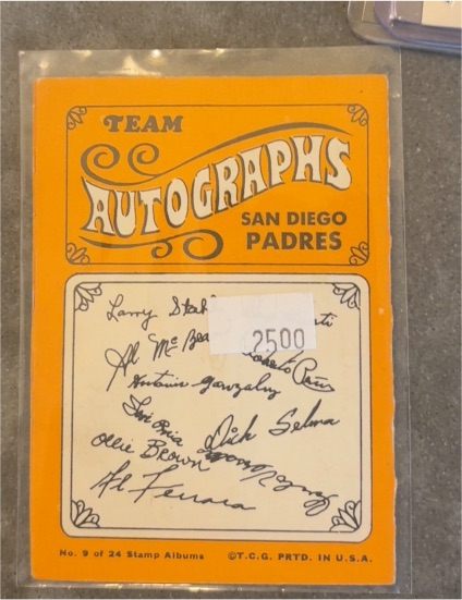 1974 Topps #9 San Diego Padres Team Autographs — front
