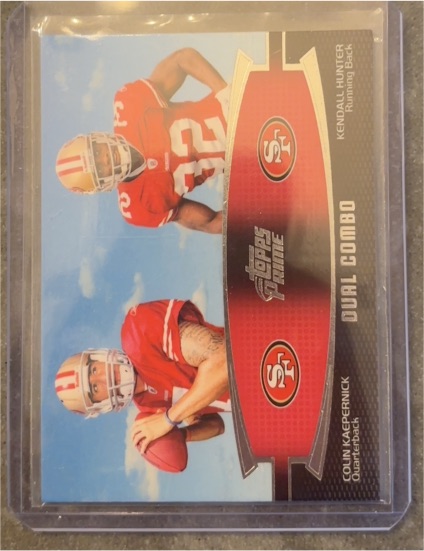 2011 Topps Prime #DC-KH Colin Kaepernick / Kendall Hunter Dual Combo — front